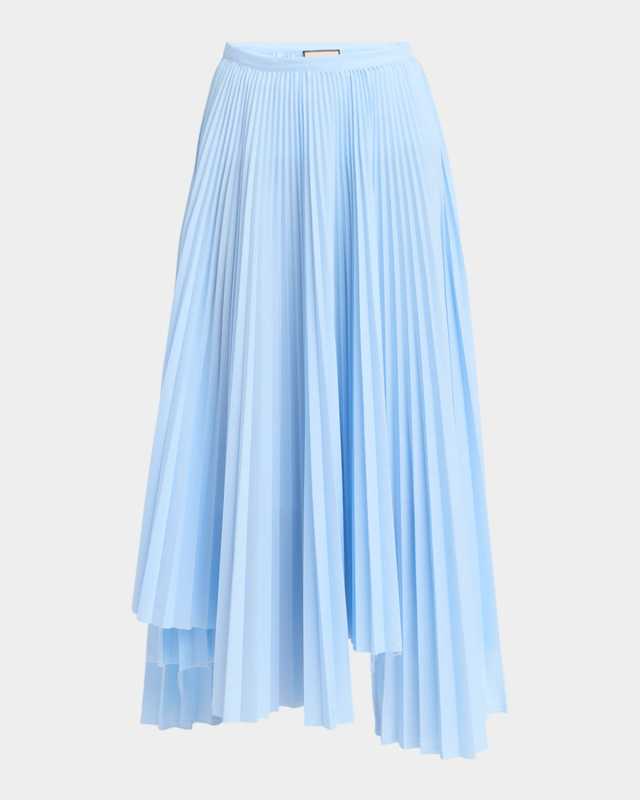 Long Asymmetric Pleated Skirt